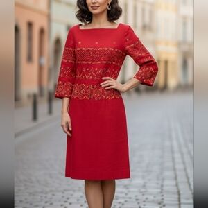 Lanvin Vintage Embroidered Linen Dress